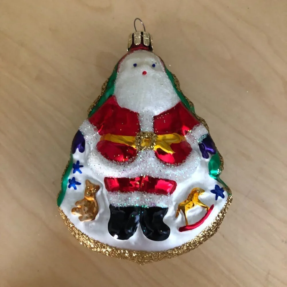 Vintage Christmas Ornament Glass Santa Claus Rocking Horse Bear Czech Republic